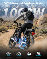 V8 Electric Bike for Adults, Ebike Moped Style with 48V 15Ah Battery, 20'' Fat Tire E Bike, Dual Disc Brakes Mountain Bike for Commuting & Off-Road, E-Bike UL2849