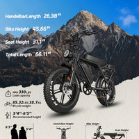 V8 Electric Bike for Adults, Ebike Moped Style with 48V 15Ah Battery, 20'' Fat Tire E Bike, Dual Disc Brakes Mountain Bike for Commuting & Off-Road, E-Bike UL2849