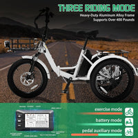 20" Fat Tire Electric Trike 750W 48V Motorized Folding Commute E-Bike for Adult, Foldable 3 Wheel Electric Bicycle Trike for Senior Women with Front & Rear Basket