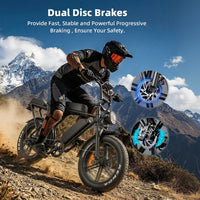V8 Electric Bike for Adults, Ebike Moped Style with 48V 15Ah Battery, 20'' Fat Tire E Bike, Dual Disc Brakes Mountain Bike for Commuting & Off-Road, E-Bike UL2849